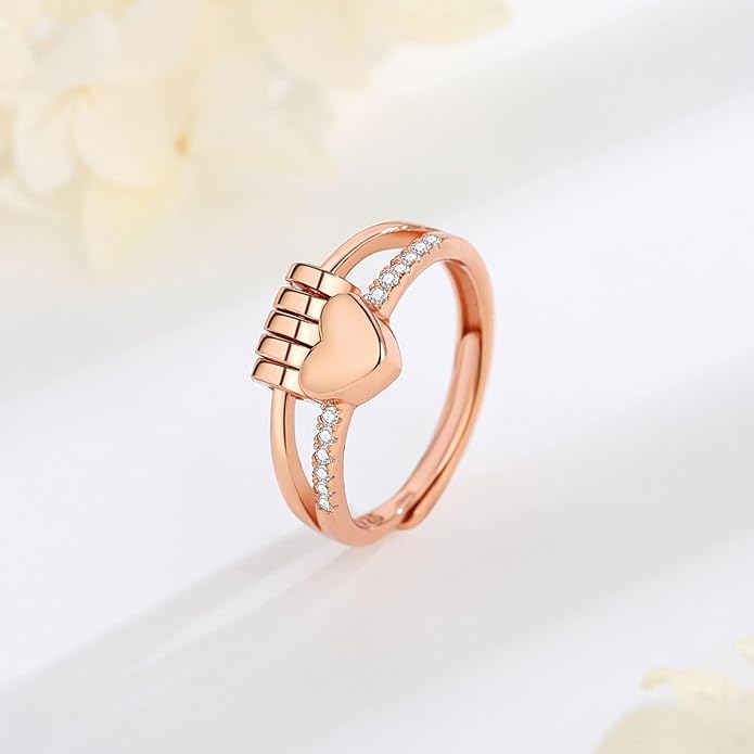 Vito 925 Sterling Silver Fidget Anxiety Ring for Women, Adjustable Open Spinner Ring Stress Relief Ring Stacking Band Anillos Jewelry Gift for Mom Daughter