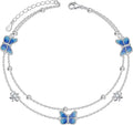 S925 Sterling Silver Ankle Bracelets Anchor/infinity/Starfish Anklet for Women Blue Opal Moonstone Anklet Foot Chain Beach Anklets Jewelry