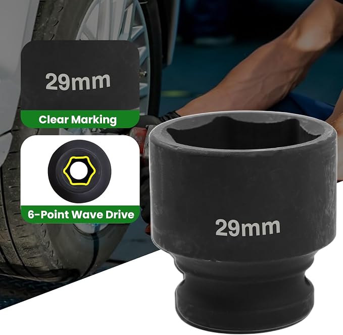 1/2" Drive 29mm Deep Impact Socket, 6 Point Chrome Molybdenum Steel Heavy Duty - Image 3
