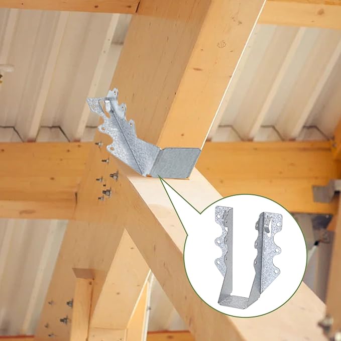 10 PCS 2x6 Steel Joist Hangers, 20 Gauge Galvanized Brackets - Image 2