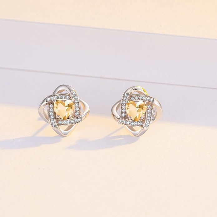 MEDWISE 925 Sterling Silver Birthstone Stud Earrings for Women Birthday Jewelry Gifts for Daughter Mother Women Valentines Day Gifts for Her