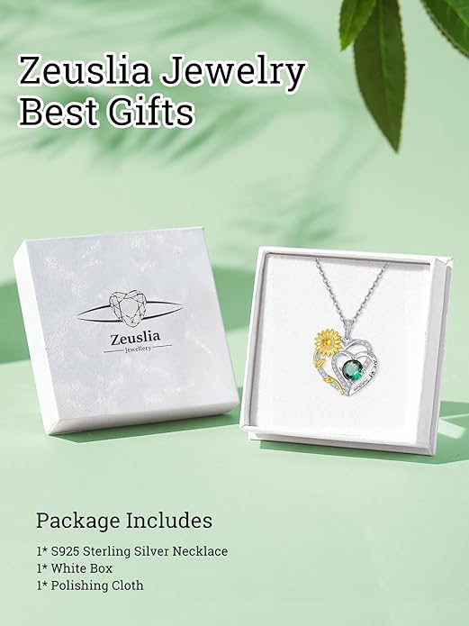 Valentine's Day Gifts for Wife 925 Sterling Silver Double Birthstone Pendant Necklaces I Love You for Always and Forever Necklace Anniversary Birthday Gifts for Wife Girlfriend Mom Her