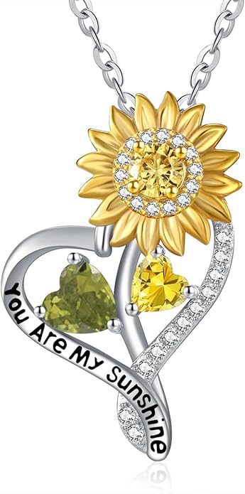 Valentine's Day Gifts for Wife 925 Sterling Silver Double Birthstone Pendant Necklaces I Love You for Always and Forever Necklace Anniversary Birthday Gifts for Wife Girlfriend Mom Her