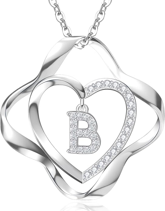 RIVIKO Valentines Day Gifts for Her-Love Knot Initial Necklace,925 Sterling Silver Letter Pendant Necklaces,Personalized Alphabet Jewelry Christmas Birthday Gifts for Women Wife Mom Friend