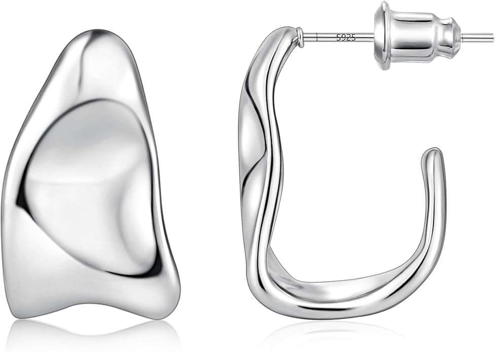 Gacimy Chunky Earrings for Women, Teardrop Earrings with 925 Sterling Silver Post, 14K Gold Plated Statement Drop for Women