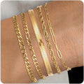 Silver and Gold Bracelets for Women Non Tarnish Waterproof Gold bracelet stack set, Adjustable 6.5"+2" Extender, Layered Bracelets for Women，Exquisite Jewelry Gift