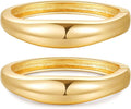 2pcs Gold Bangle Bracelets for Women, Trendy Hinged Cuff Open Wide Chunky Gold Bracelet Stack Arm Cuff Jewelry for Women