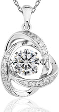 ARINZA Moissanite Necklace for Women, 1 Ct 925 Sterling Silver Dancing Diamond Pendant, 18+2 Inch Chain, Valentine’s Day Christmas Gift for Her, Wife, Mom, Anniversary, Birthday