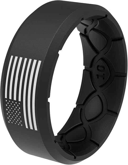 Groove Life Edge Silicone Ring - Breathable Rubber Wedding Rings for Men, Unique Design, Comfort Fit Ring