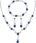 Hadskiss Jewelry Set for Women, Necklace Dangle Earrings Bracelet Set with White AAA Cubic Zirconia, Allergy Free Wedding Party Jewelry for Bridal Bridesmaid