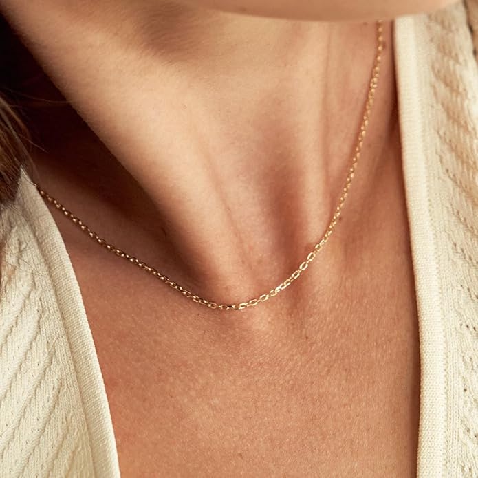 BEAYEG 14K Gold Chain Necklace for Women, Solid Chain Necklace, Hypoallergenic Durable Everyday Gold Jewelry Gift Ready (Length, 20inchs,Diameter1.6mm/1.8mm/2mm