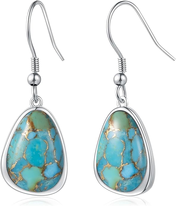 Turquoise Earrings for Women Western Jewelry for Women 925 Sterling Silver Dangle Drop Earrings Boho Western Vintage Jewelry for Gift