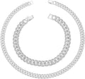 HH BLING EMPIRE 14k Gold/Silver Cuban Link Chain for Women Iced Out Diamond Chunky Cuban Link Necklace Chain Bracelet 2pcs Sets