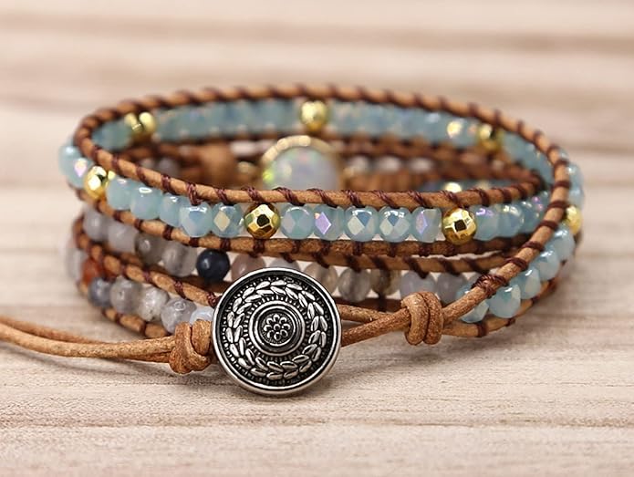 ZOSOJONA Women Wrap Bracelets Boho Natural Stone Jasper Turquoises Strand Bracelet Jewelry Collection