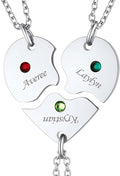 FindChic Personalized Matching BFF Necklace for 2/3/4/5/6 Puzzle Name Heart Pendant Stainless Steel Couple Necklace Set Customized Necklaces for Teen Girls