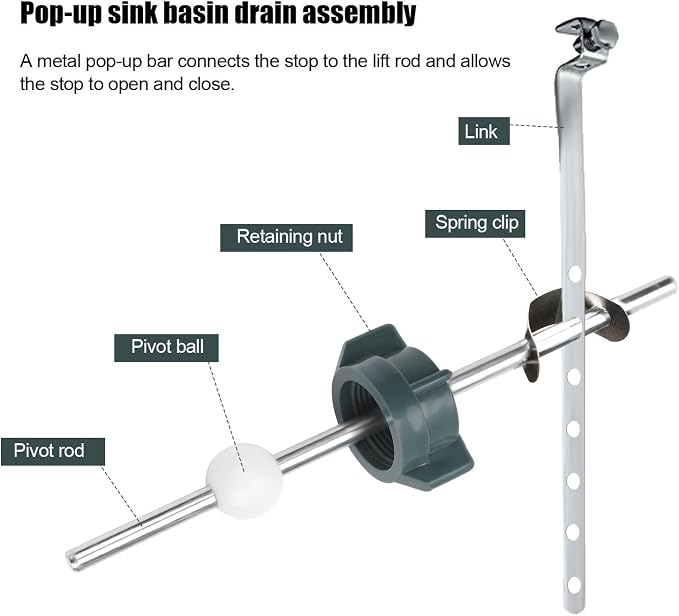 4pcs Sink Ball/Pivot Rod Replacement Parts Bathroom Sink Drain Stopper Kit - Image 5