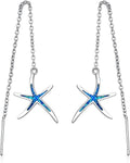 925 Sterling Silver Starfish Earrings With Opal Fish Hoops, Nautical Hawaiian Sea Beach Jewelry for Women and Starfish Lovers