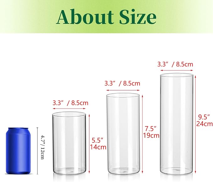 Glass Cylinder Vases Set of 24, Hewory Tall Clear Vase - Image 2