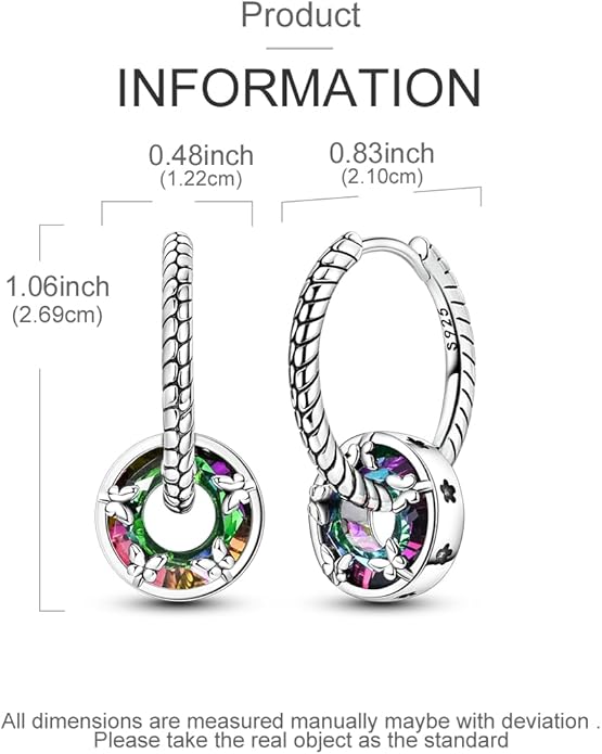 LAZA 925 Sterling Silver Hoop Earrings for Women, Hypoallergenic Huggie Butterfly Dangle Drop Earrings Colorful Flower Earrings Jewelry Gifts