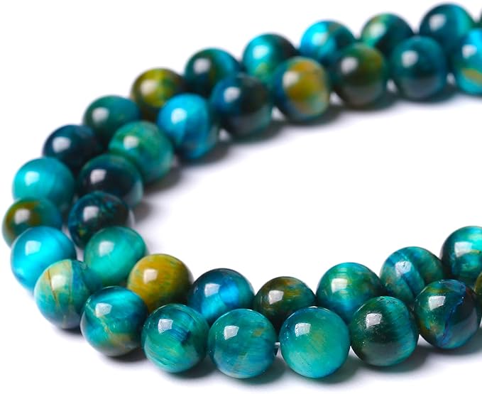 8mm Natural Blue Tiger Eye Stone Beads Round Loose Beads for Jewelry Making DIY Bracelet Necklace Accessories 15" 45pcs (Blue Tiger, 8mm)