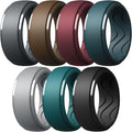 Egnaro Men's Silicone Rings 10mm Wide 2.5mm Thick, Rubber Wedding Bands with Inner Arc Ergonomic Breathable Design, 1/4/5/7 Variety Multipack