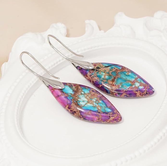 Natural Stone Earrings Multishape Dangle Drop Earrings Boho Stone Earring for Women