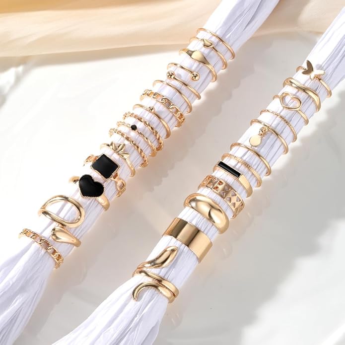 19-36 Pcs Gold Boho Knuckle Rings Set for Women, Vintage Stackable Dainty Joint Finger Gold Jewelry Set with Love Pearl and Sparkling Crystals