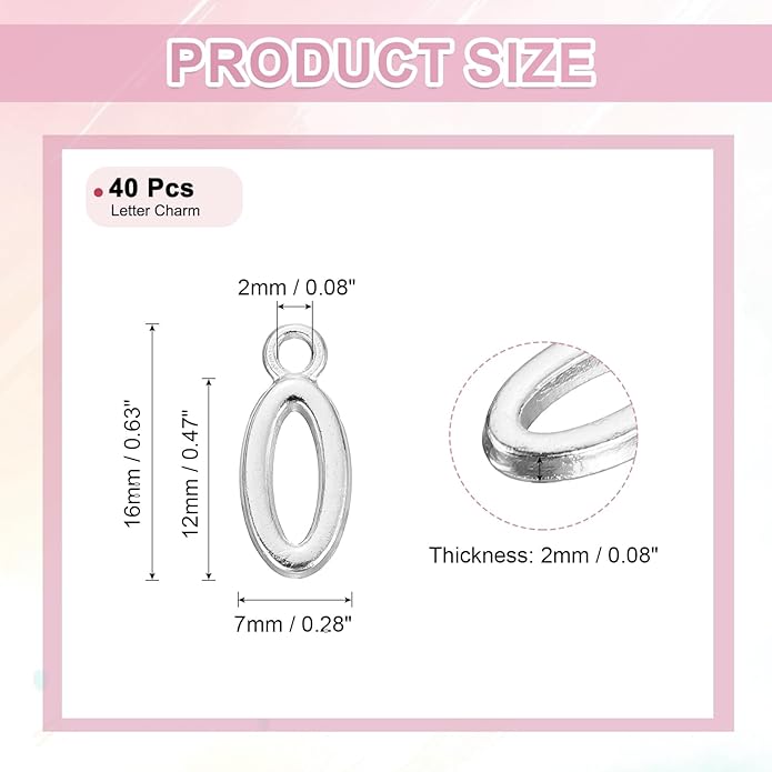 uxcell Letter Charm, Alloy Letter Initial Alphabet Charm for DIY Crafts Jewelry Making Bracelet Earrings Necklace