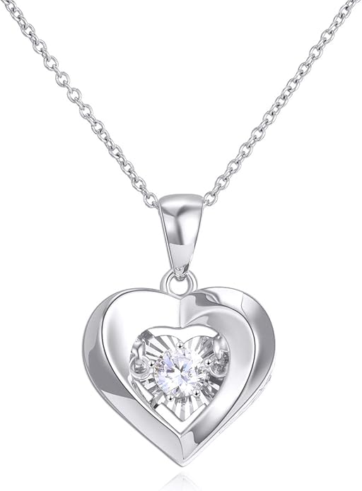 Real 18k Gold Heart Necklace for Women, Fine Cubic Zirconia Love Jewelry Gifts for Her (18kt Gold Chain 16+2 inch)