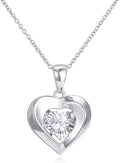 Real 18k Gold Heart Necklace for Women, Fine Cubic Zirconia Love Jewelry Gifts for Her (18kt Gold Chain 16+2 inch)