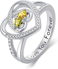 Valentine's Day Gifts for Women Birthstone Rings for Women Heart Statemet Engagement Eternity Wedding Promise Rings Jewelry Anniversary Christmas Valentine Mothers Day Birthday Gifts for Wife Her Girlfriend