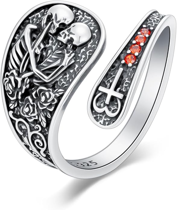 Midari Sun and Moon/Bee/Celtic/Life of Tree/Lotus Spoon Ring for Women 925 Sterling Silver Adjustable Ring Open Ring for Women Men Halloween Birthday Gift