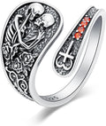 Midari Sun and Moon/Bee/Celtic/Life of Tree/Lotus Spoon Ring for Women 925 Sterling Silver Adjustable Ring Open Ring for Women Men Halloween Birthday Gift