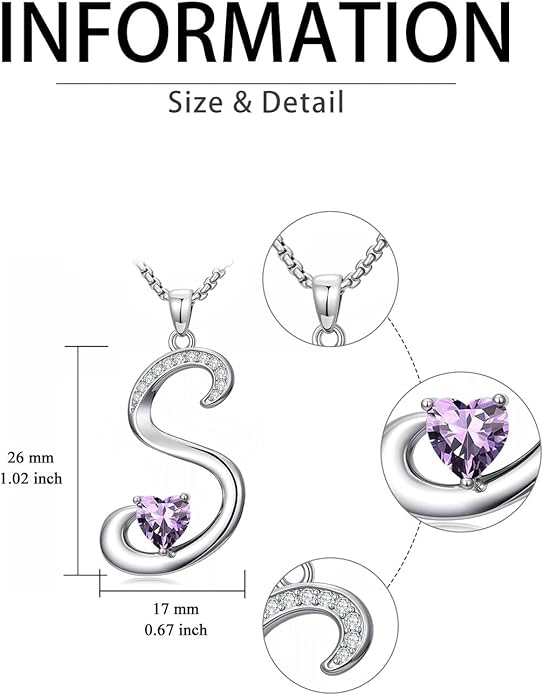 Valentines Day Gifts for Women Alphabet A to Z Initial Birthstone Pendant Necklaces for Women - 18k White Gold Plated Personalized Name Jewelry Valentine Mothers Day Birthday Gifts for Women Her Girlfriend