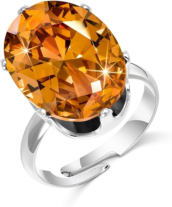 Linawe Cubic Zirconia Imitation Diamond Moissanite Rings for Women, 14K Gold/Rose Gold/Silver Adjustable Chunky Ring, Costume Rhinestone Jewelry for Wedding Engagement