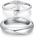 Chunky Gold Bangle Bracelets for Women Trendy 14K Gold Plated Cuff Bracelets Stack, Dainty Bracelet Sets Fashion Jewelry Gift