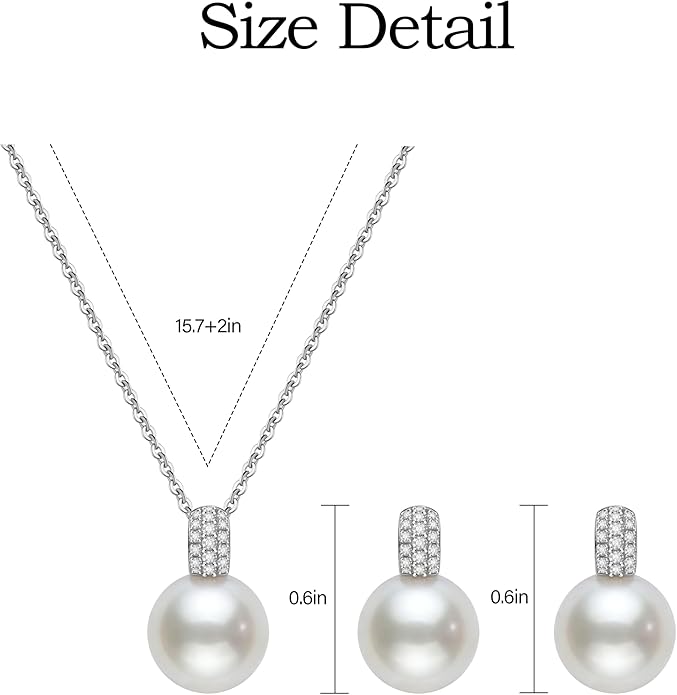 Classic Pearl Jewelry Set for Women – Elegant Pearl Necklace and Earrings Set with 14K Gold Plated Silver Chain Jewelry Perfect as Special Occasion Gift