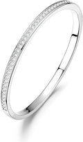 FANCIME Bangle Tennis Bracelets 925 Sterling Sliver Cubic Zircon Classic Cuff Bangle Bracelets for Women