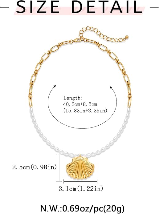 WOWORAMA Gold Necklace for Women Boho Spiral Conch Shell Necklace Starfish Necklace Vintage Ocean Sea Shell Choker Pendant Necklace Adjustable Summer Beach Jewelry