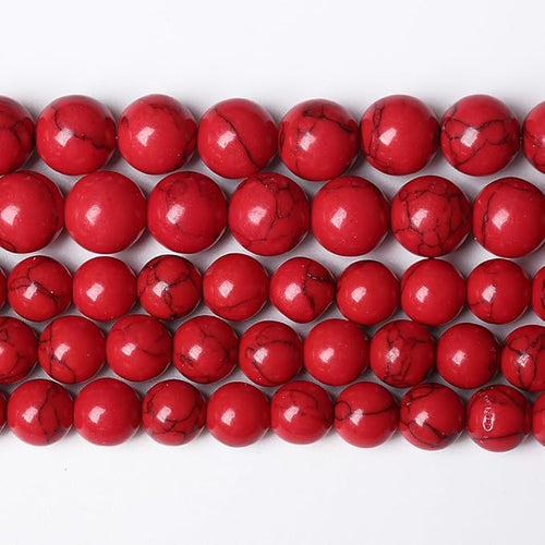 120PCS 6mm Natural Stone Beads Red Turquoise Gemstone Round Loose Beads for Jewelry Making 32" 2 Strand Crystal Energy Stone Healing Power DIY Bracelets