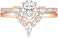 TIGRADE 1.5CT Bridal Ring Sets Oval Cut Cubic Zirconia Wedding Band Curved CZ Engagement Stackable Rings for Women Size 3-12