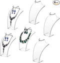 MyGift Acrylic Necklace Holder Jewelry Display Set of 6 for Retail Vendor Bust and Earring Premium Clear Countertop Stand