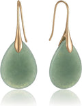 SELOVO Agate Teardrop Stone Grey Drop Earrings Fishhook Dangle Earrings for Women