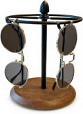 Sunglasses Organizer, Glasses Display Stand for 12 Pairs, Base Storage for Jewelry (Wood+Black)