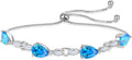 Teardrop Birthstone Bracelet for Women, S925 Sterling Silver Pear Cut Cubic Zirconia Bracelet Dainty Adjustable Chain Jewelry Gift for Her