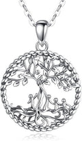 Vito 925 Sterling Silver Tree of Life Necklace for Women, Mother Tree Pendant for Mom Mother Necklace Mother's Day Jewelry Gift for Wife Grandma, 18/22 Inch Chain