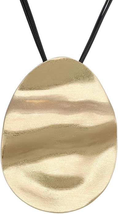 GelConnie Leather Necklace for Women Large Pendant Long Brown Necklace Circle Leather Choker Vintage Sweater Necklace Gold Chunky Boho Necklaces for Women