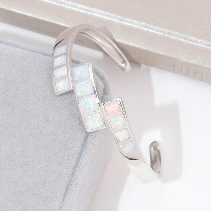 CiNily Womens Cuff Bracelet,Opal Bangle Bracelets Gold Plated Hypoallergenic Ladies Gemstone Open Cuff Bangle Bracelet