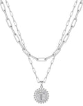 Yoosteel Valentines Gifts for Women Her - Gold Layered Initial Necklaces for Women 14K Gold Plated Dainty Layering Paperclip Link Chain Necklace Coin Initial Necklace Birthday Gifts for Teen Girls