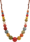 MINACHI Hippie Boho Colorful Ceramic Round Beads Strand Necklace, Bohemian Fashion Statement Jewelry Gift for Women
